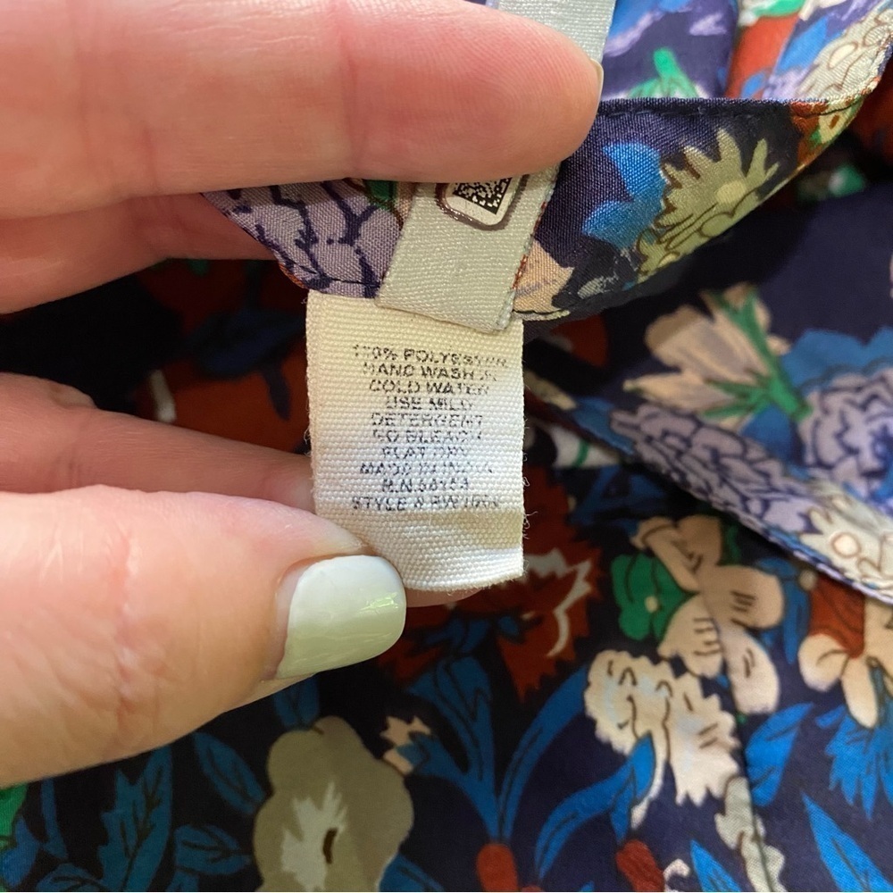 Anthropologie Raga Blue Floral Button Down Midi Shirt Dress 1X - Picture 15 of 16